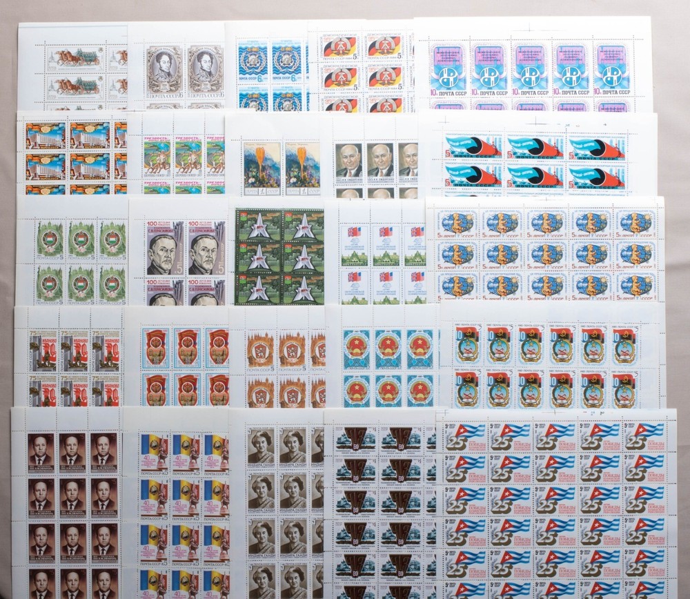 USSR - 100 mint sheets of Soviet stamps