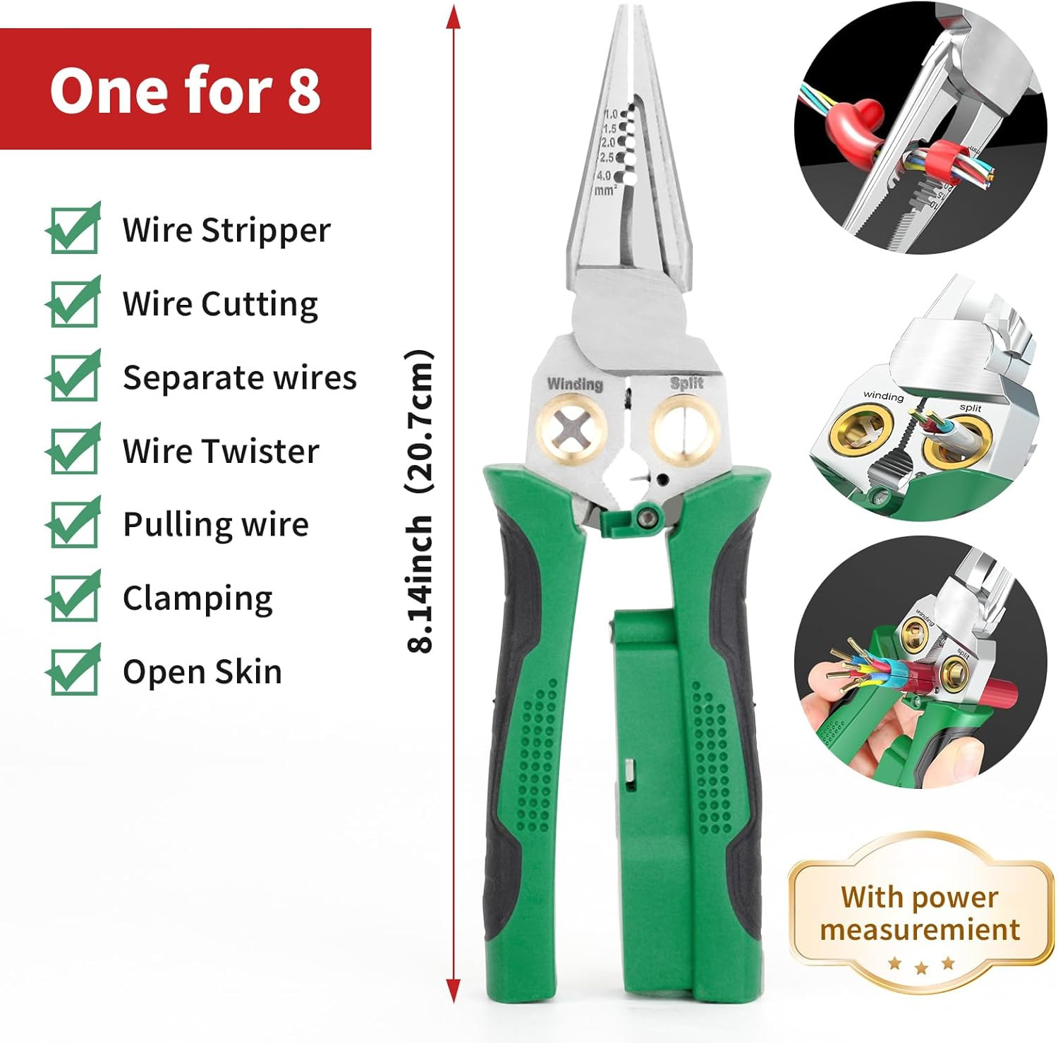 8-In-1 Wire Stripper Twister Set - Includes Cable Scissors Voltage Tester Pliers