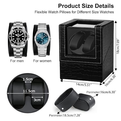 Watch Winder for Automatic Watches,Automatic Black Crocodile Pattern Leather
