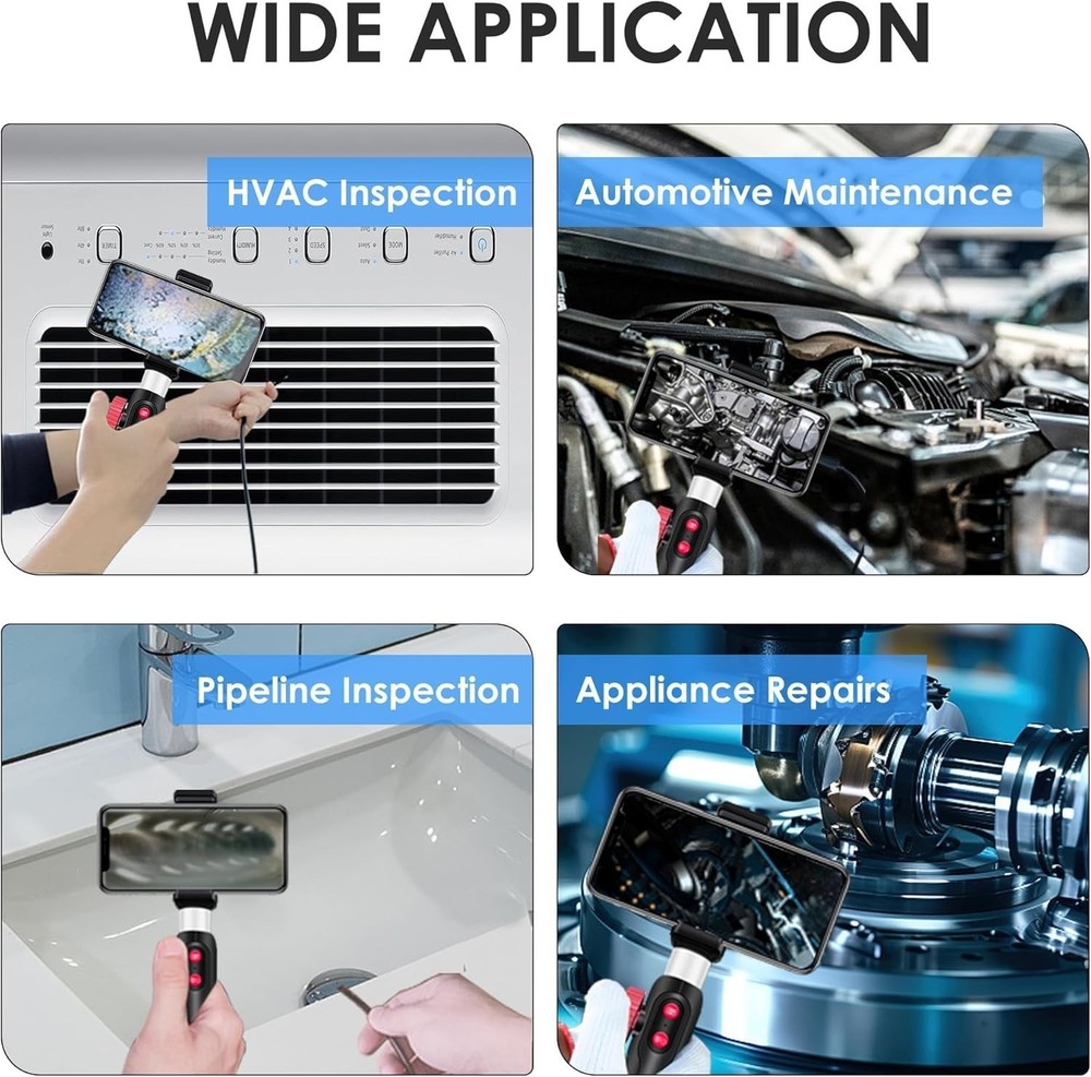 Two-Way Borescope Camera with Light [360°Rotation],1920P HD Borescope Camera