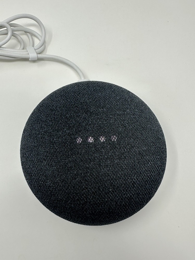 Google Home Mini Smart Assistant Model H0A Speaker With Plug Adapter Black Gray