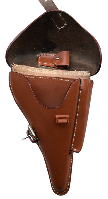 WWII GERMAN LUGER P08 Hardshell Brown LEATHER HOLSTER