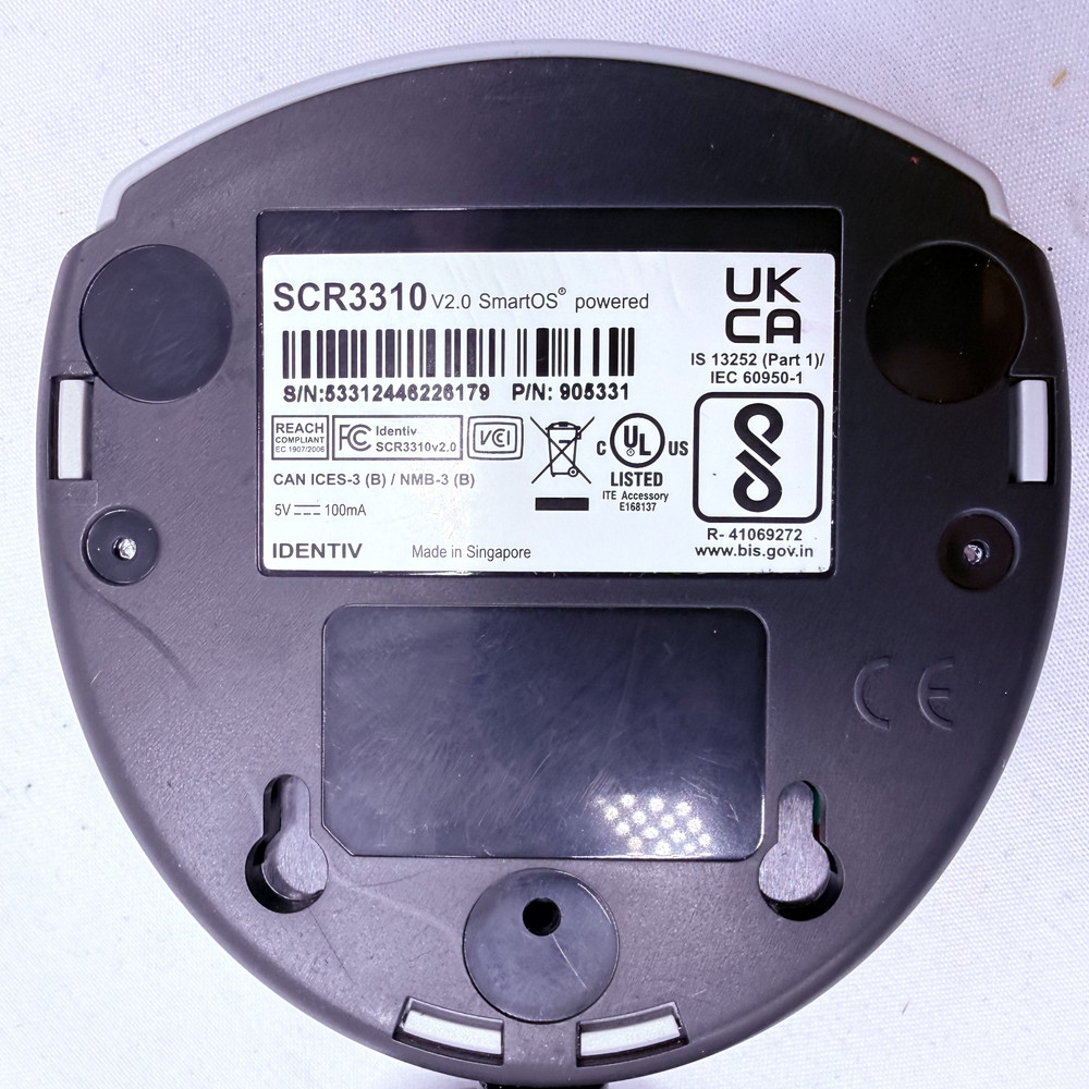 Identiv SCR3310 V2 USB Smart Card Reader for Computer SmartOS - Black/Gray
