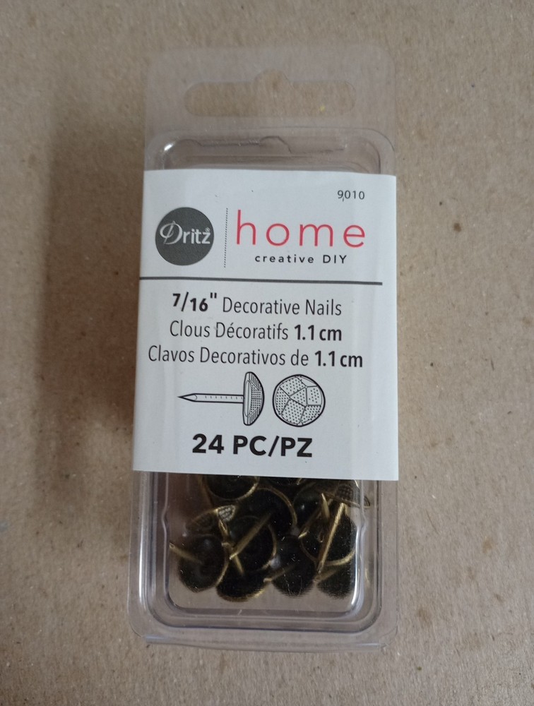 Upholstery Decorative Nails 7/16" 24/Pkg Antique Brass Hammered Head