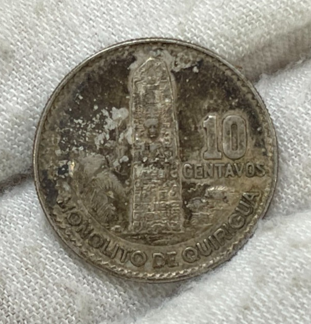 1961 Guatemala 10 Centavos Silver Coin