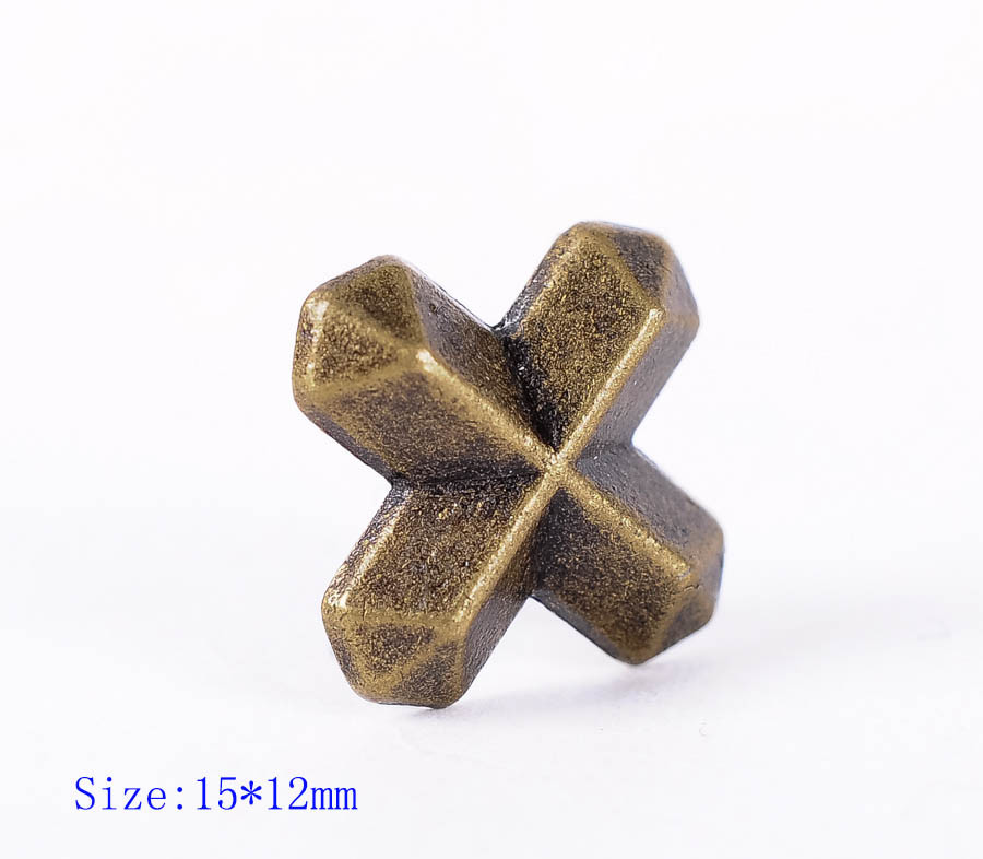 30pc 15*12MM DIY SOLID COPPER CROSS BUTTON CONCHO STUD RIVET LEATHER CRAFT BIKER