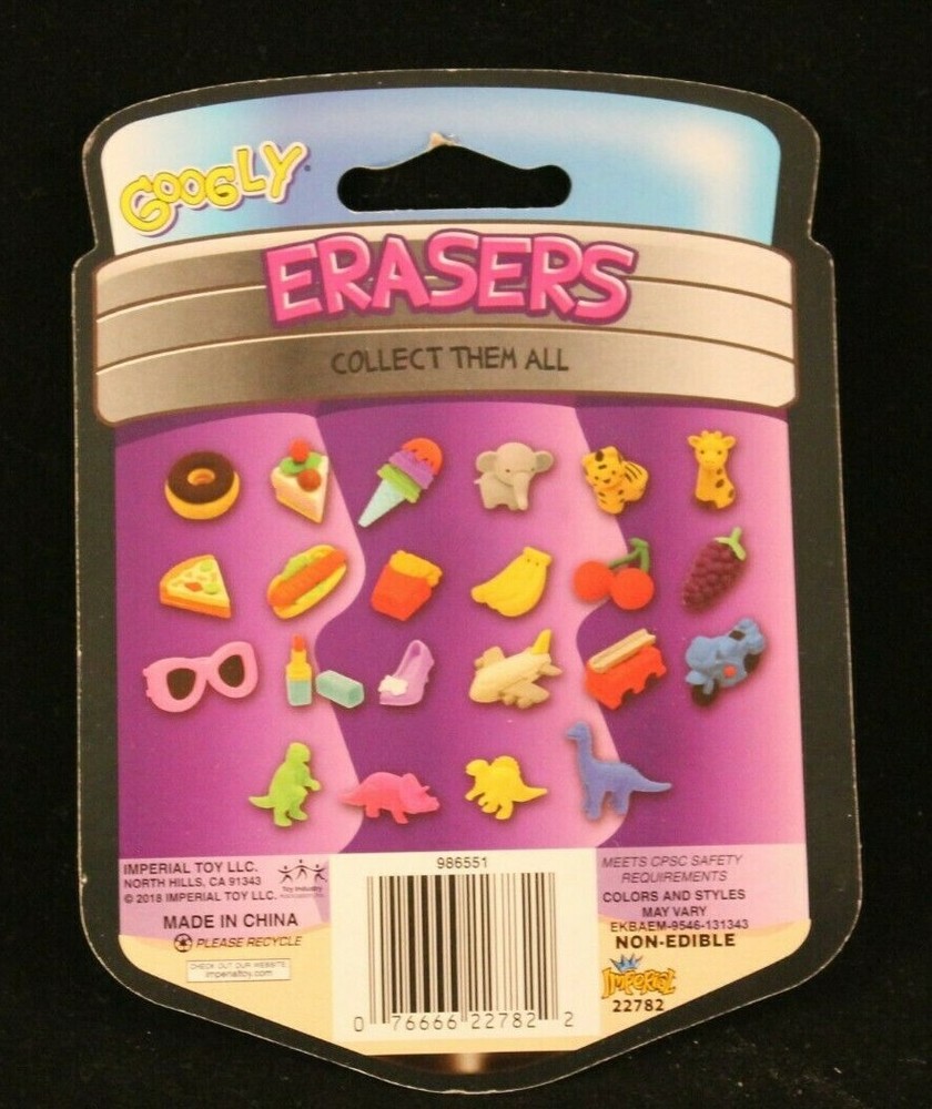 Googly - Eraser - 4 Pack - Dinosaurs - 4 Different Colors & Figures