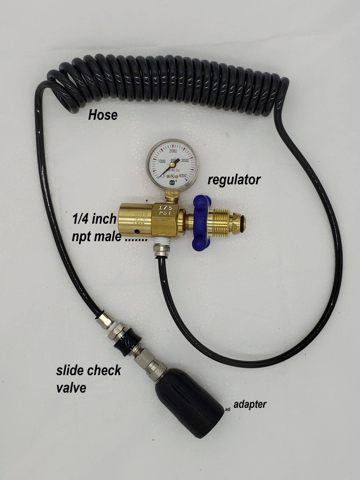 Argon Wine Adapter® w/ Regulator , 10ft coiled hose compatible with Coravin