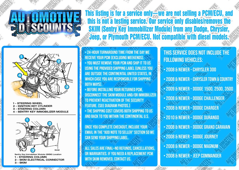 Chrysler Vehicles Security Skim immobilizer Delete Services Send & Return