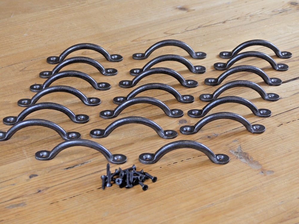 20 IRON DRAWER BIN PULLS 3 3/4" LONG CABINET HANDLES KITCHEN BATH WINDOW SMALL