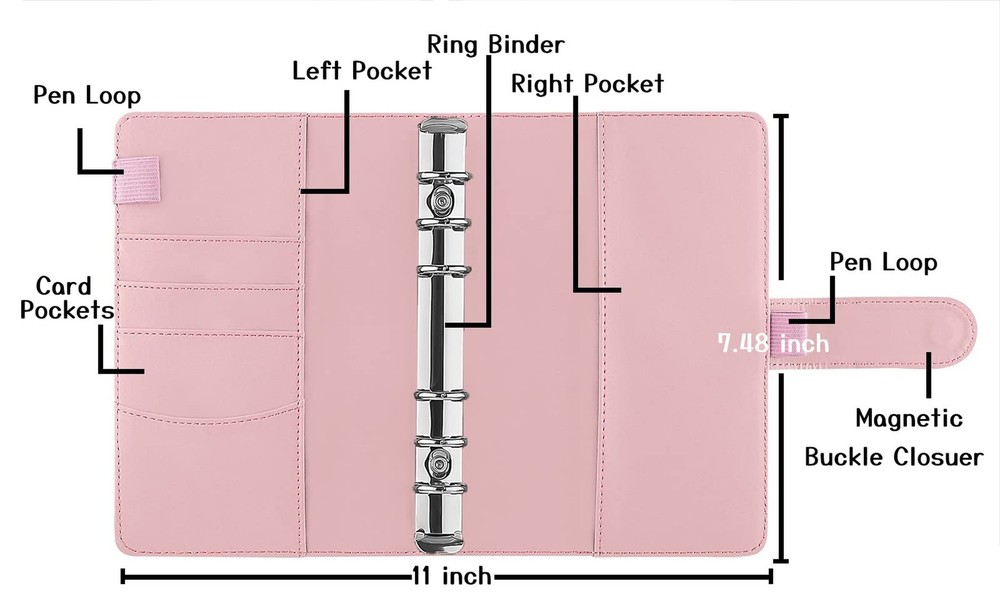 Antner 12 Pieces A6 Binder Pockets Bundle | A6 PU Leather Notebook Binder (Pi...