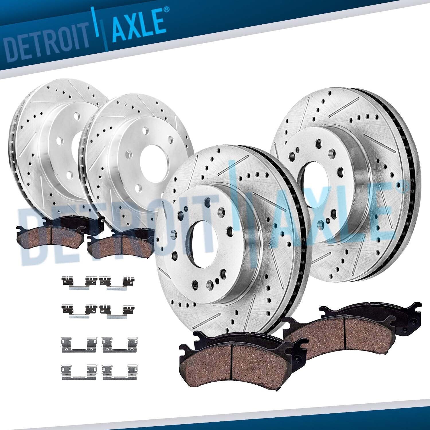Front Rear Drilled Rotors Brake Pads for Chevy GMC Silverado Sierra 1500 Yukon