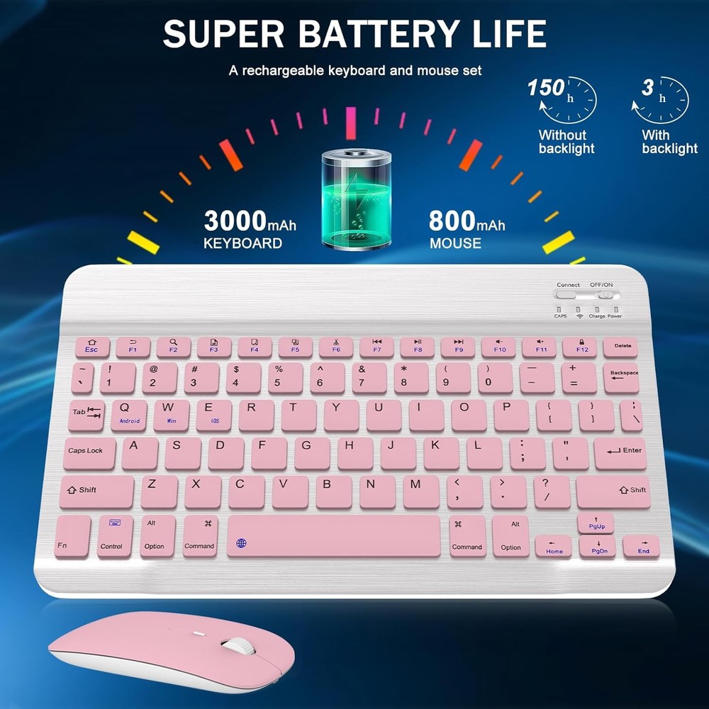 Rechargeable Bluetooth Keyboard and Mouse Combo Universal Ultra Slim Wireless
