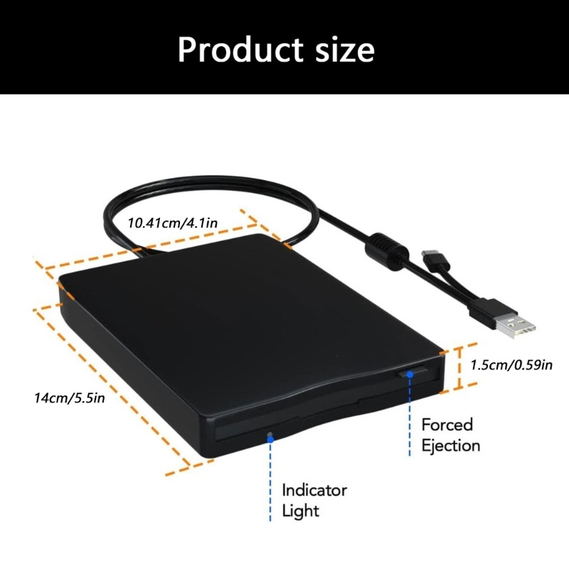 ABS External Floppy Drive for Win OS with USB Type C Floppy Disk Reader