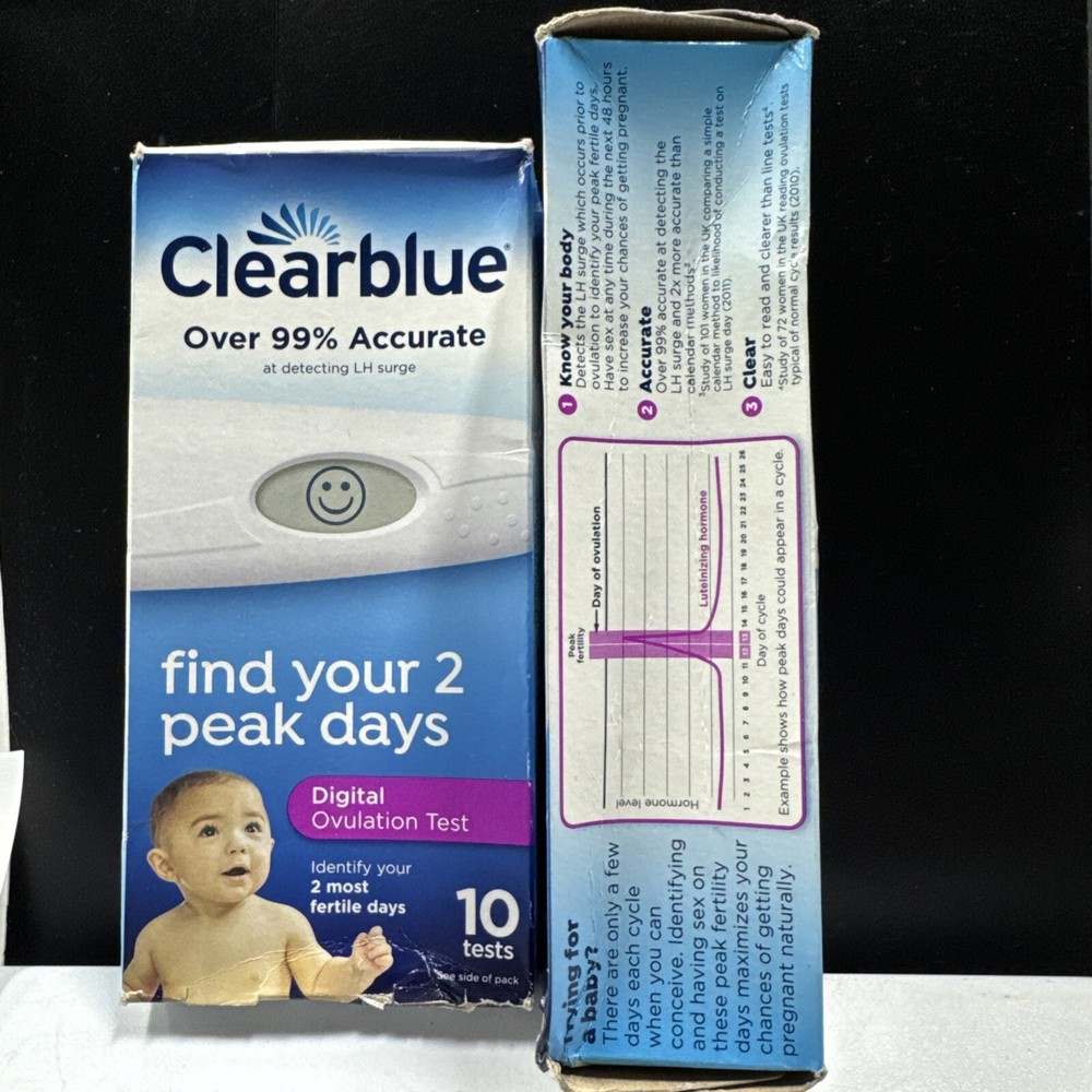(2x) Clearblue Digital Ovulation Predictor Test 10 Count Exp04-26+ Damaged Boxes