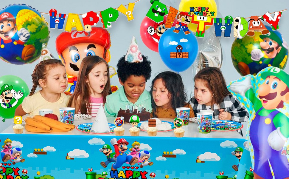 Super Mario Party Decoration Birthday Supplies Balloons Plates