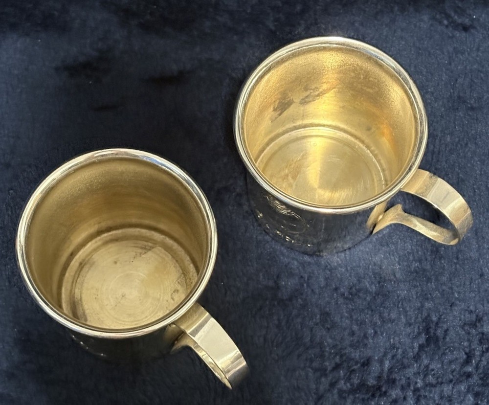 Gerber Baby Cup And Spoons Raised Design SILVER-PLATED Set Of 2 *READ*