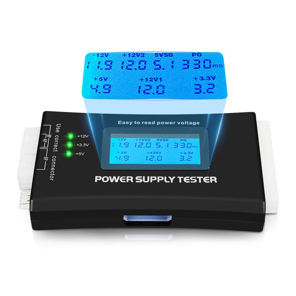 Computer PC Power Supply Tester with LCD Display, ATX default