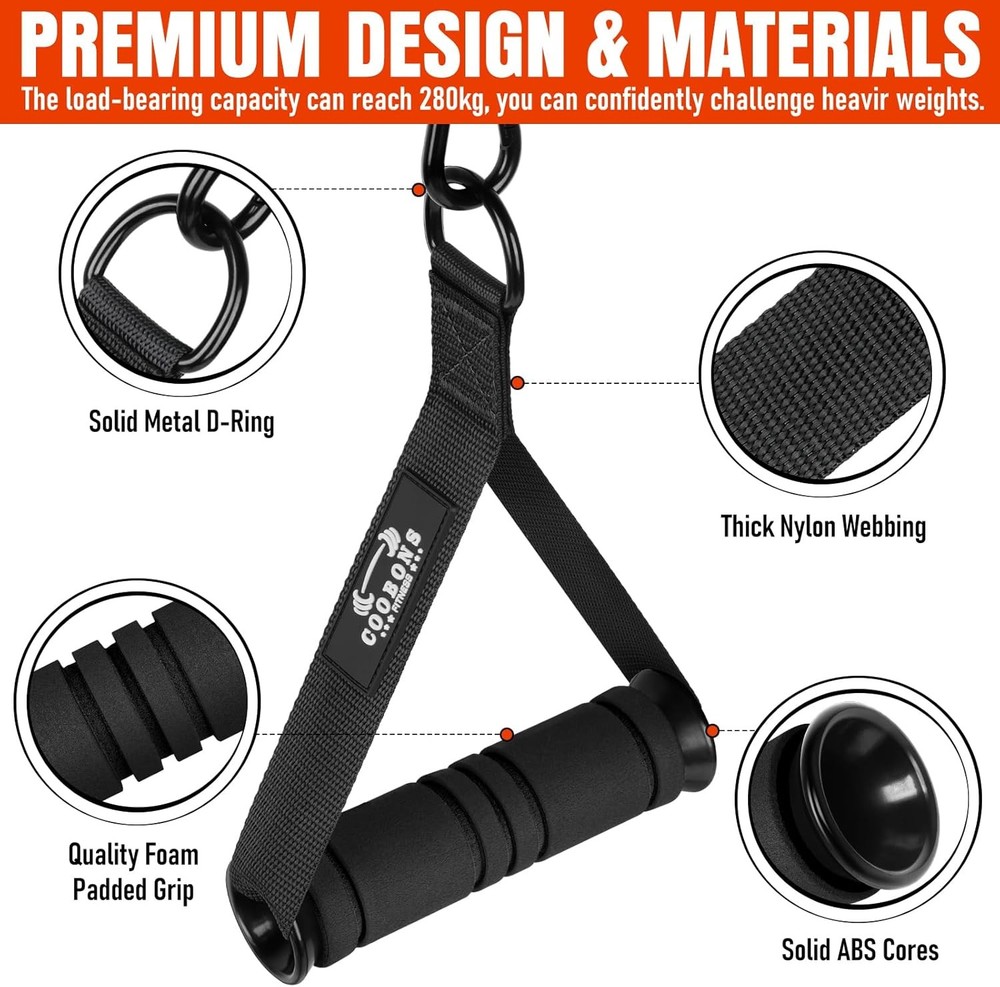 Heavy Duty Exercise Handles, Gym Cable Handles for Machine Black