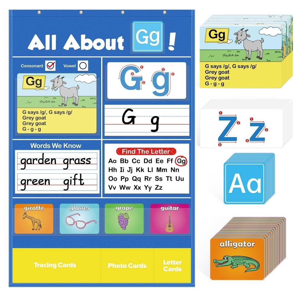 Torlam Alphabet Learning Pocket Chart Wall ABC Flash Medium