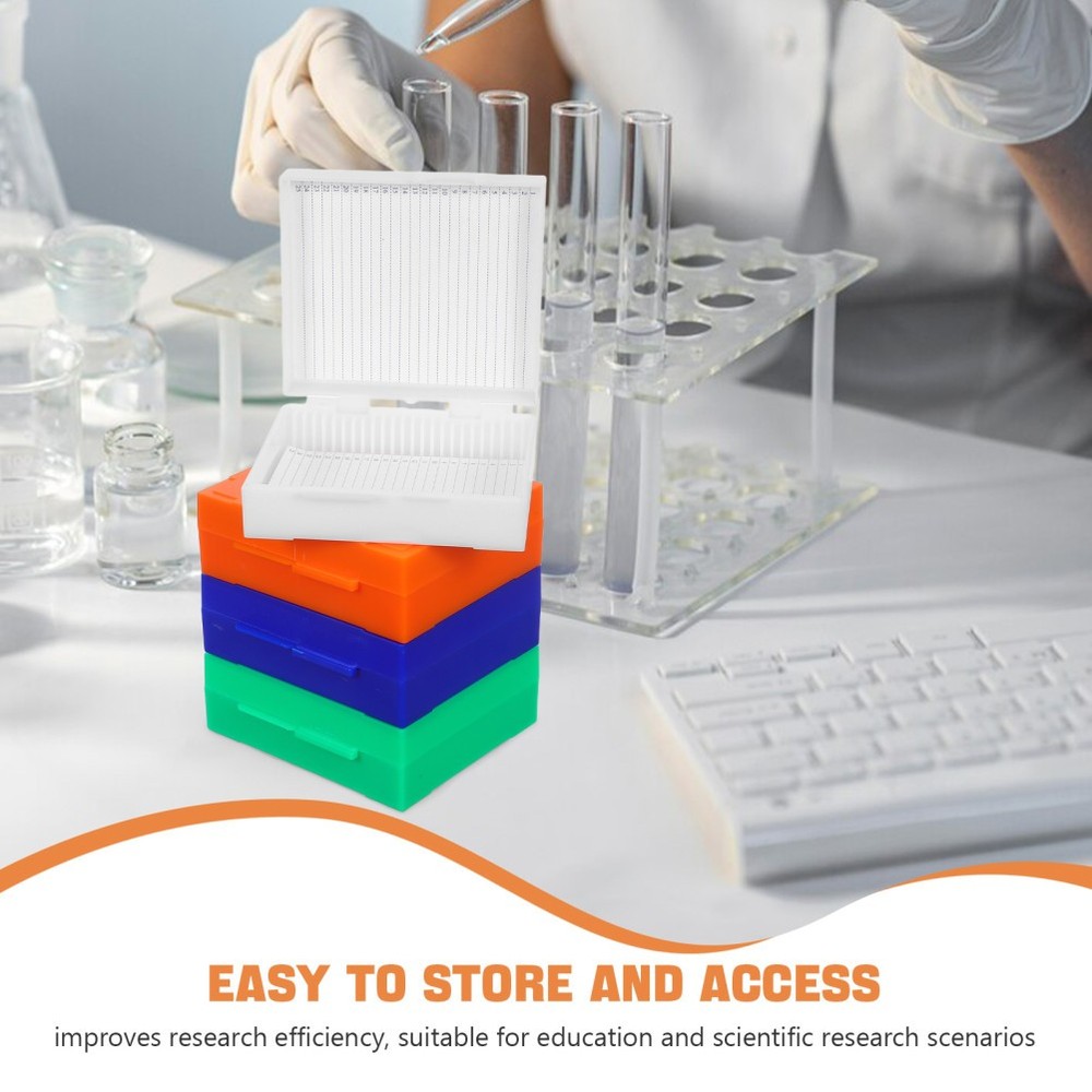 4pcs Plastic Microscope Slide Storage Boxes 25 Slots for Laboratory Experiments