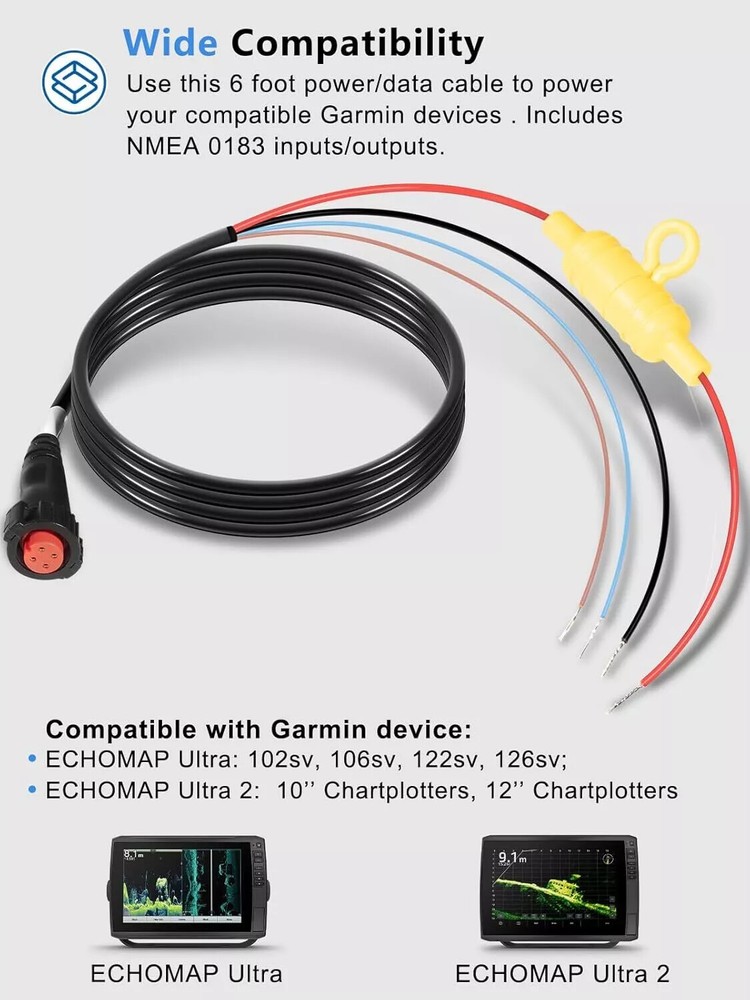 010-12938-00 For Garmin ECHOMAP Ultra 4-pin Threaded Power Data Cable