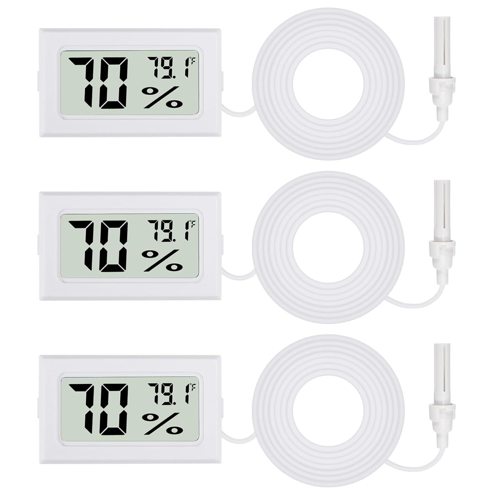 3Pcs Fahrenheit Thermometer Hygrometer Mini Digital with Probe Electronic Temper