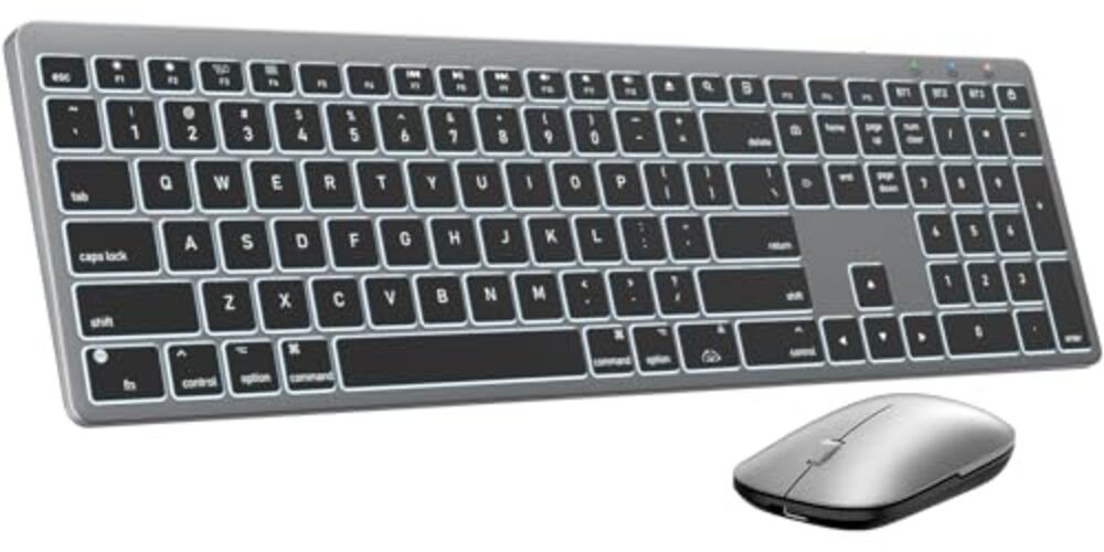 Bluetooth Keyboard and Mouse for Mac — 7-Color Backlit, Multi Space Gray