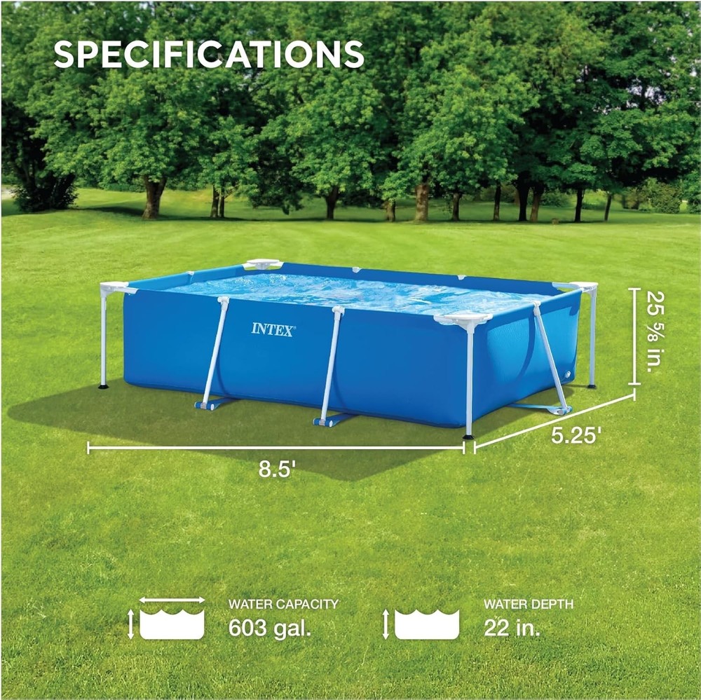 Intex 8.5ft Rectangular Above Ground Swimming Pool Frame Set Ages 6+