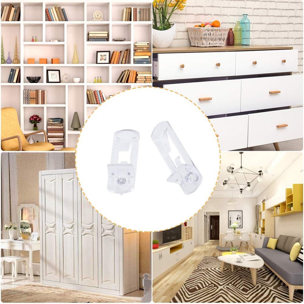 30 Pack Shelf Support Peg, Clear Plastic Cabinet Shelf Pins, Self-Locking Bra...