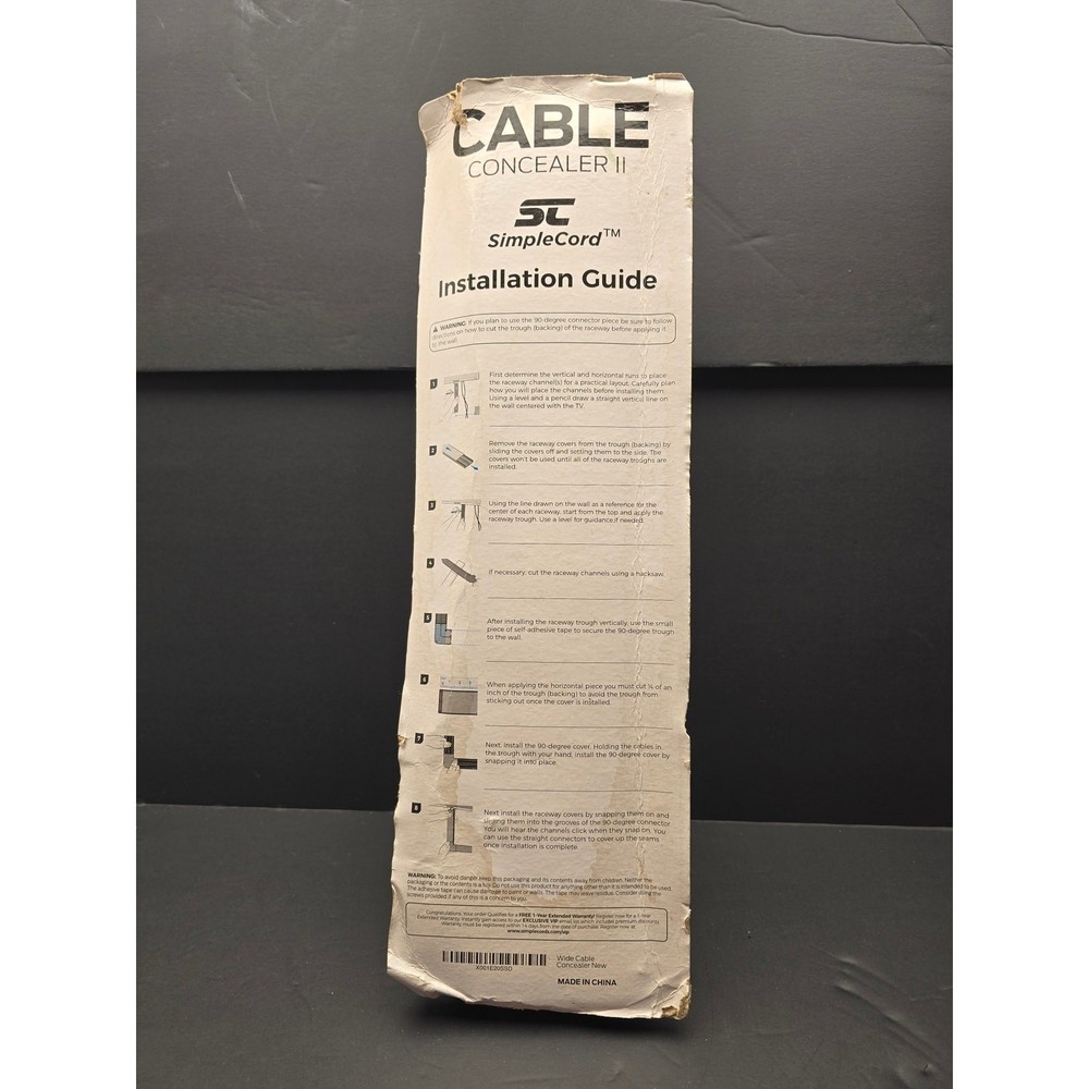 SimpleCord Cable Concealer II White Kit New Unopened Box