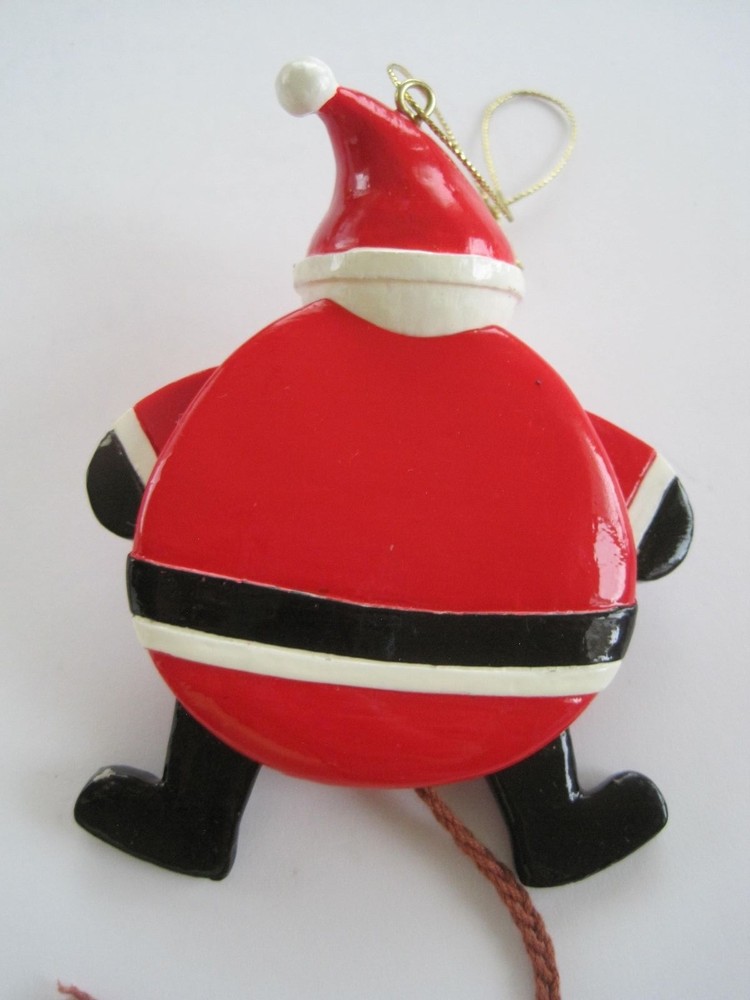 Santa String Puppet Ornament Glass 3 1/4"