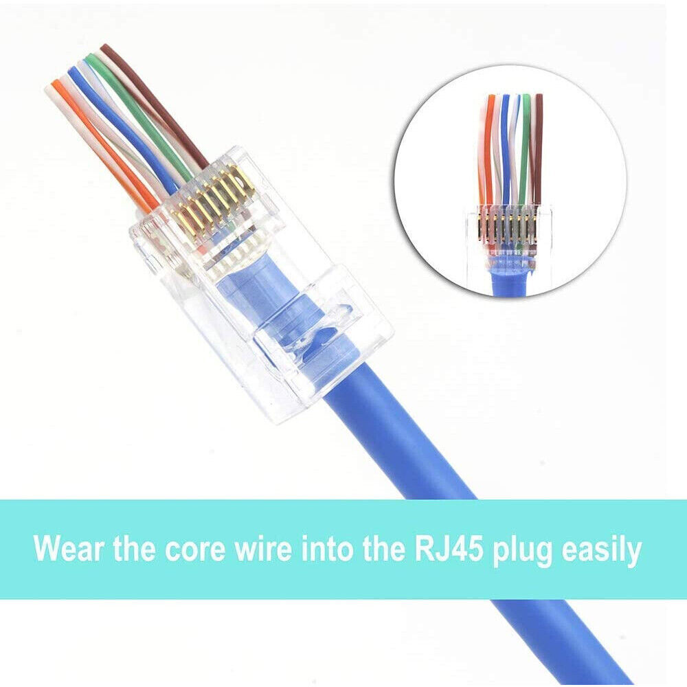 500Pcs Cat6 Pass Through RJ45 Connector End Modular Plug UTP Ethernet Cables