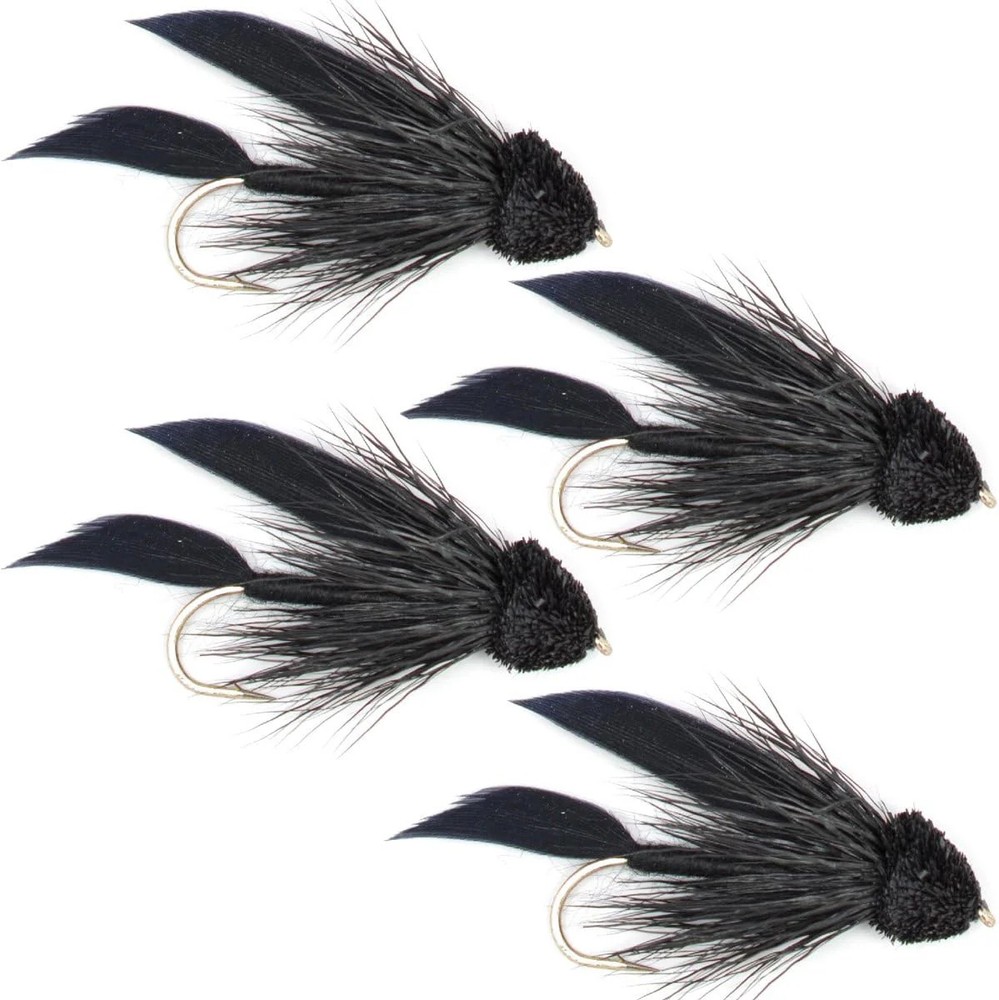 Black Muddler Minnow Streamers Fly - 4 Flies Size 4