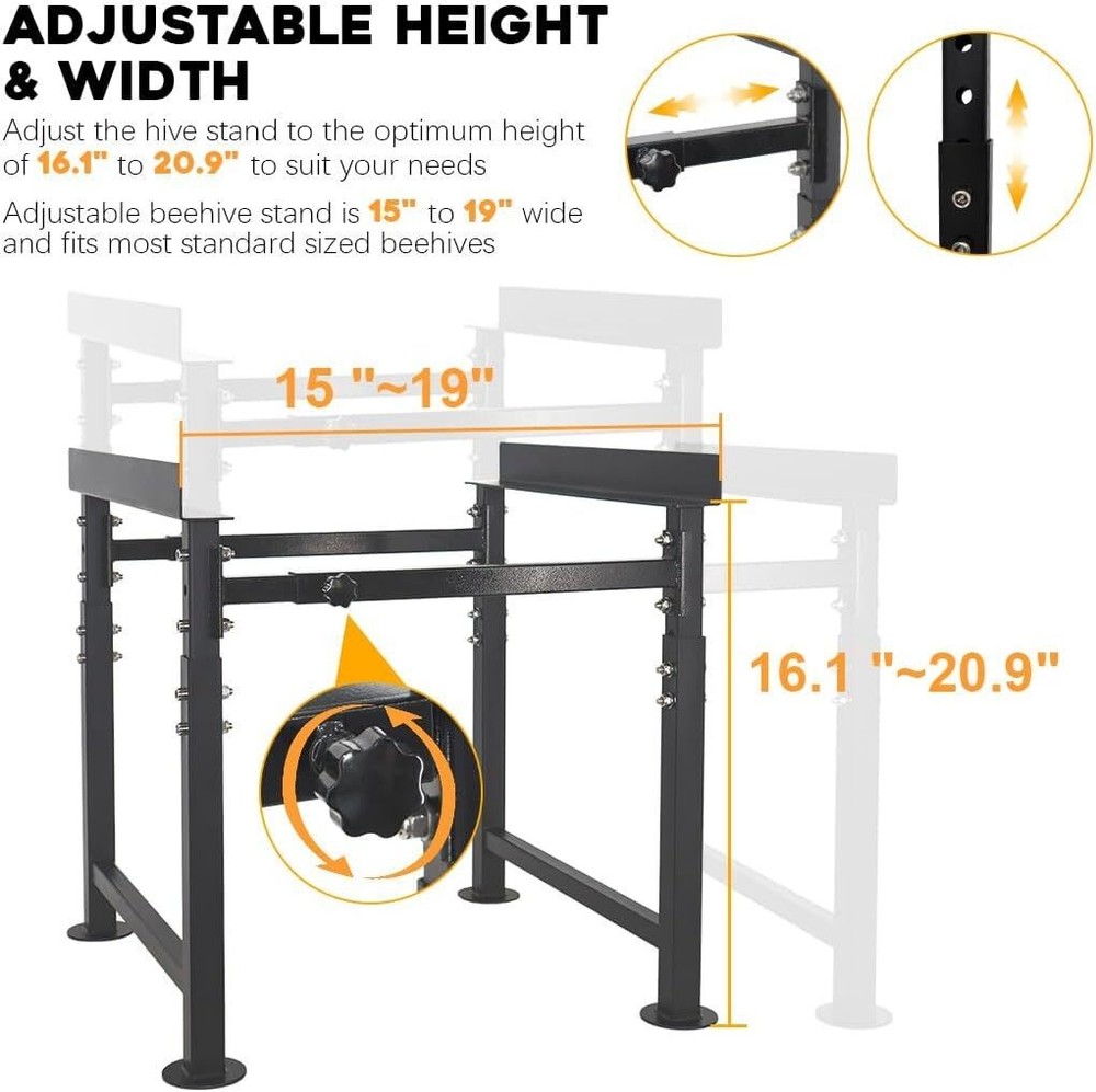 Metal Bee Hive Stand Adjustable Height Width Bee Hive Frame Stand 𝐃𝐮𝐫𝐚𝐛𝐥𝐞