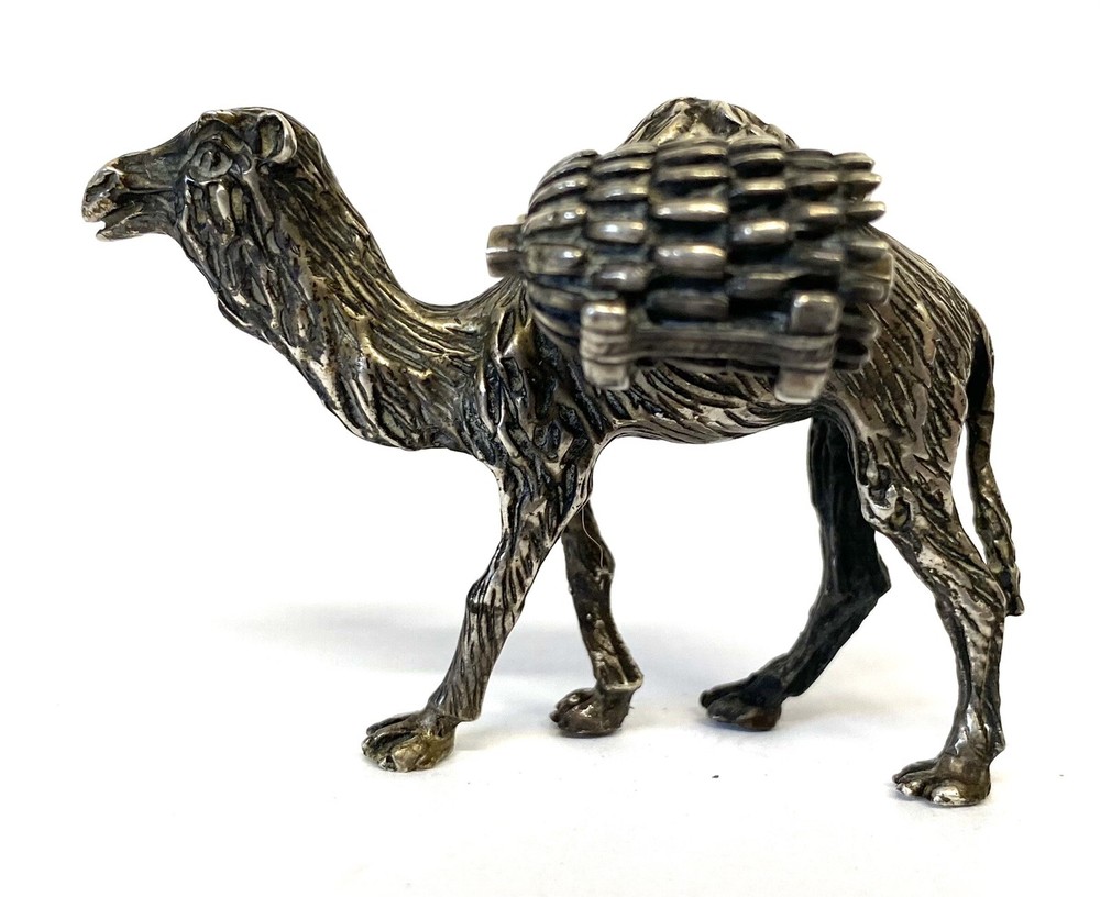Lovely Miniature Solid Silver Camel Carrying Two Baskets