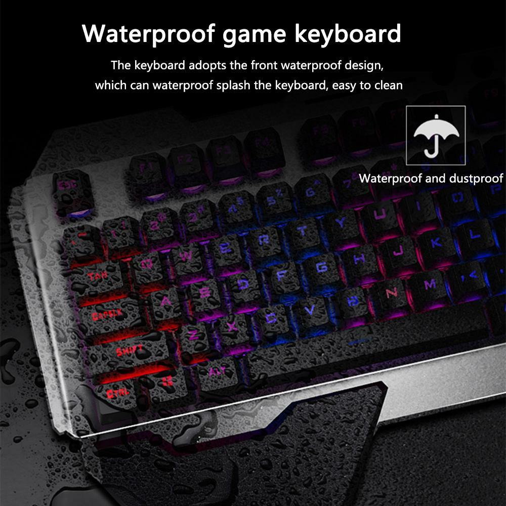 Wireless Gaming Keyboard and Mouse Mechanical Feel Rainbow Backlit