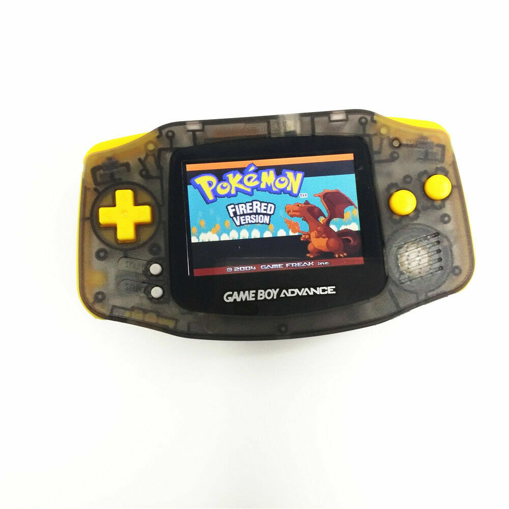 Clear Black Game Boy Advance GBA Console With IPS Backlight LCD-Yellow Buttons