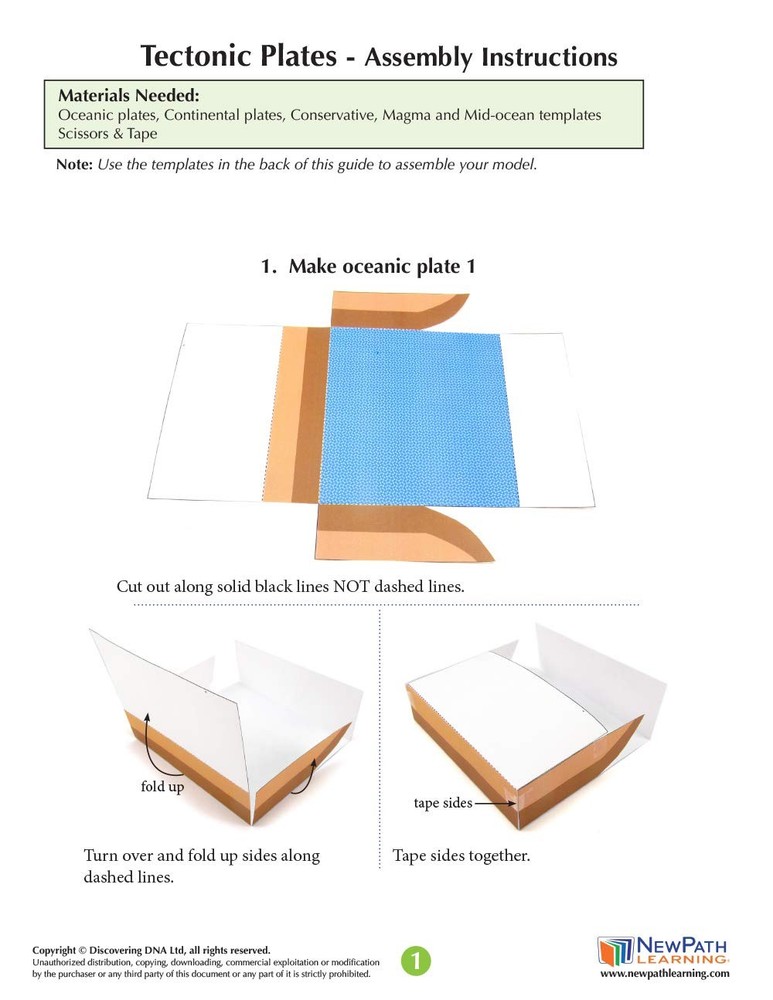 NewPath Tectonics Plates 3-D Paper Model Making Kit - Individual Student Edit...