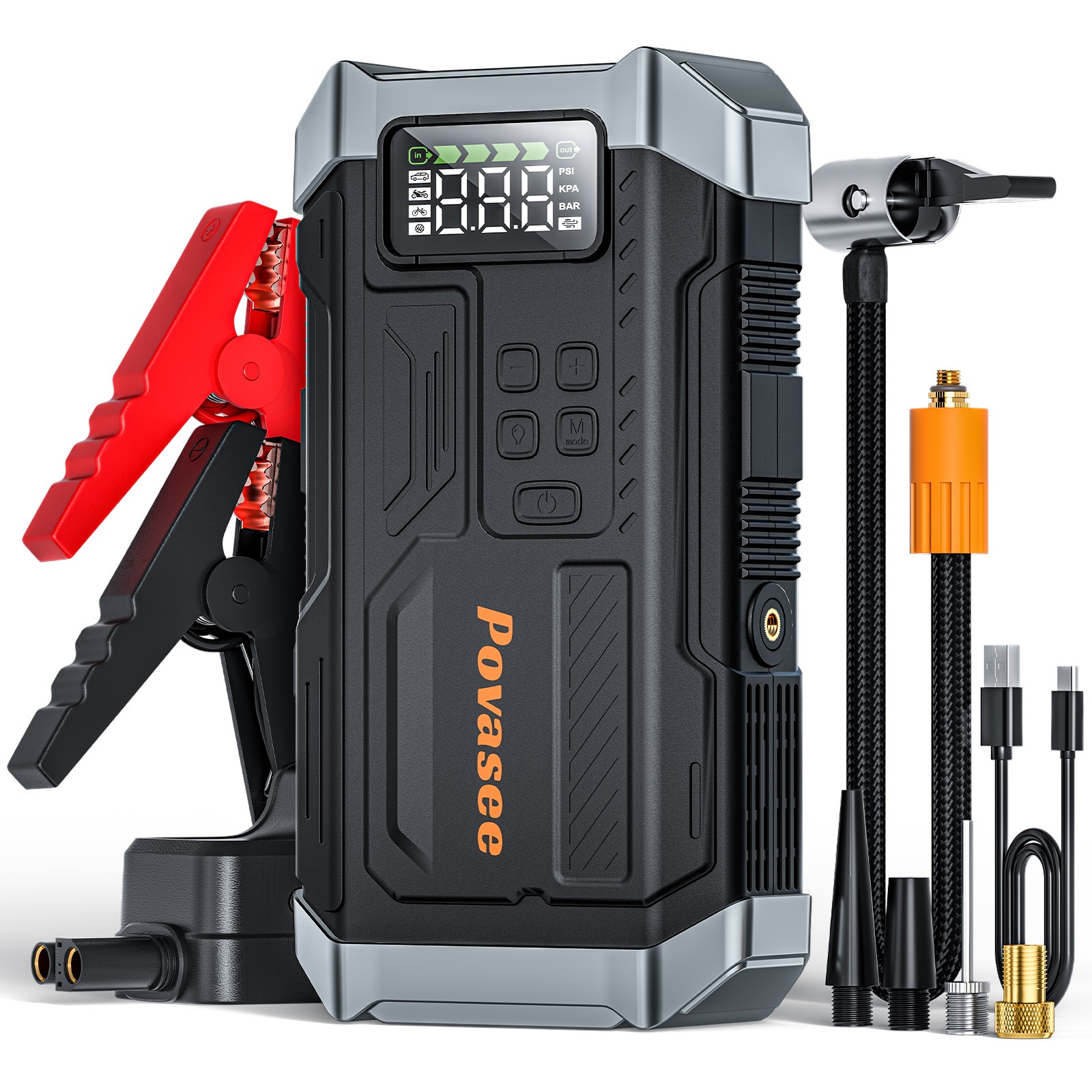 5000A Car Jump Starter with Air compressor Booster Jumper Power Bank Car Battery