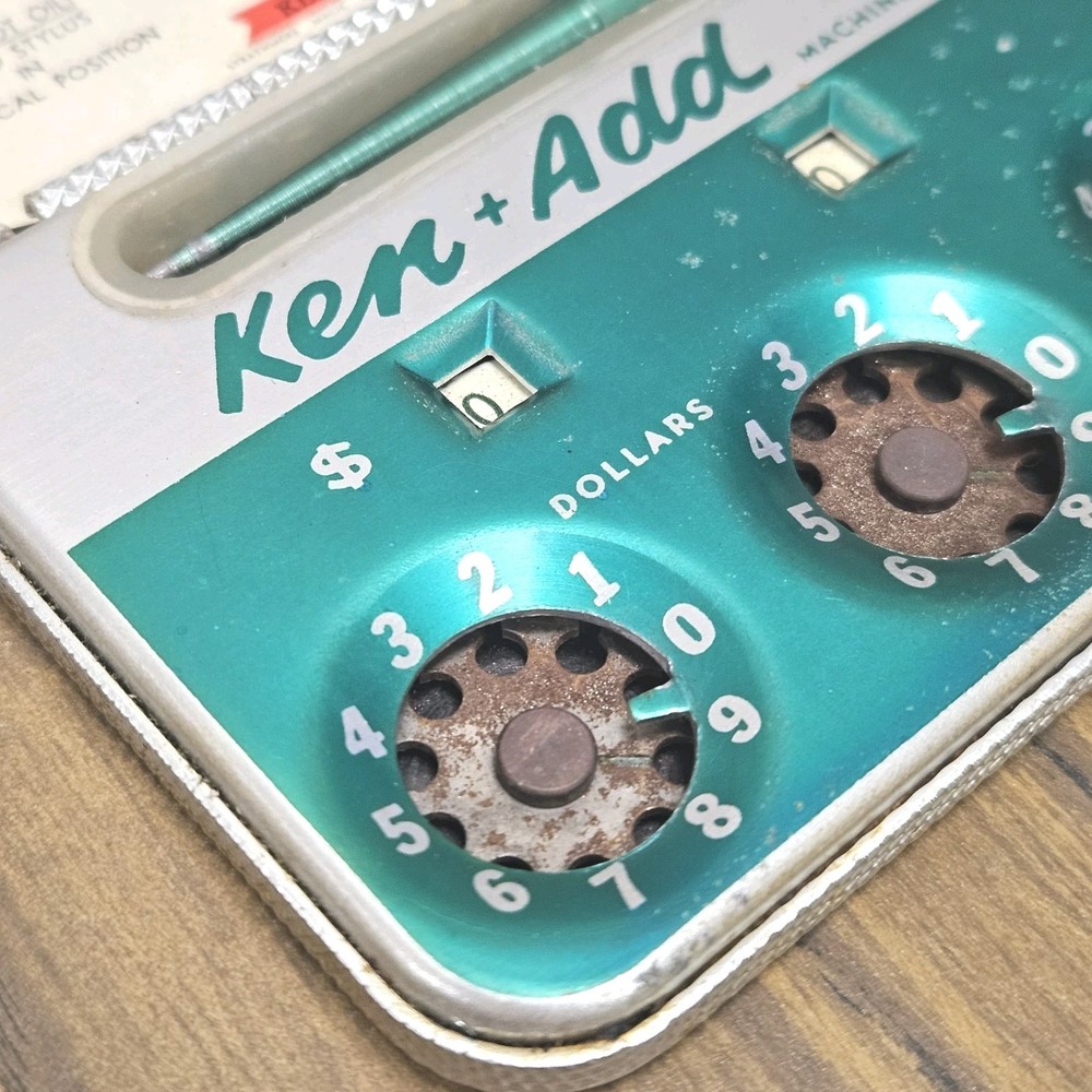 Vintage Ken + Add Pocket Adding Machine Calculator Complete W/ Stylus & Original