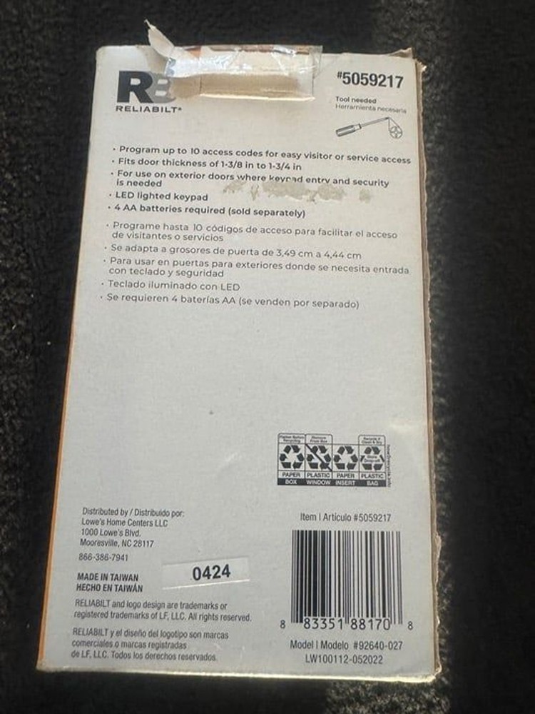 RELIABILT Bragg Electronic Deadbolt with Keypad