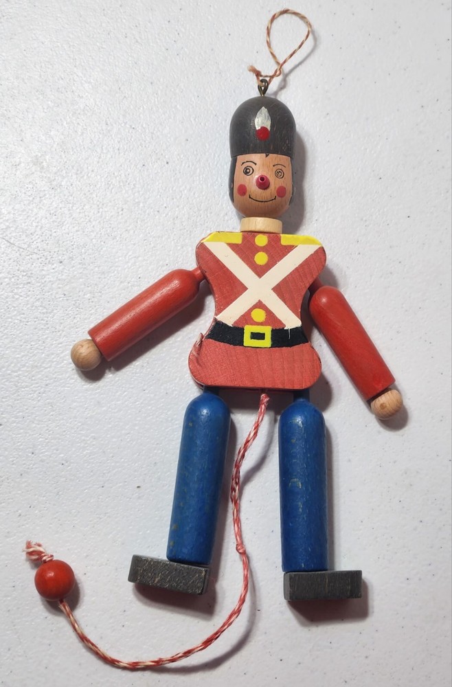 Vintage Pull String Wooden Toy Soldier