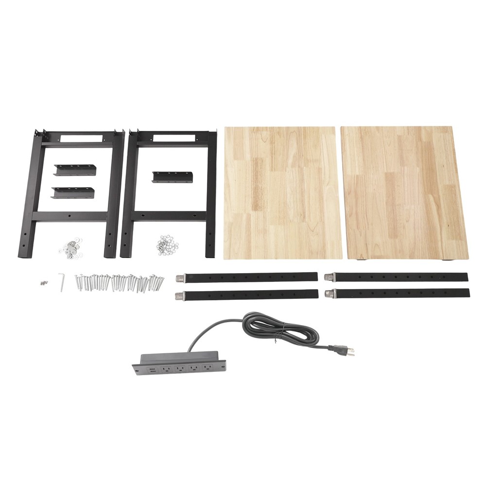 48x20in Heavy-Duty Work Table Adjustable Workbench with Power Outlets 2000lbs