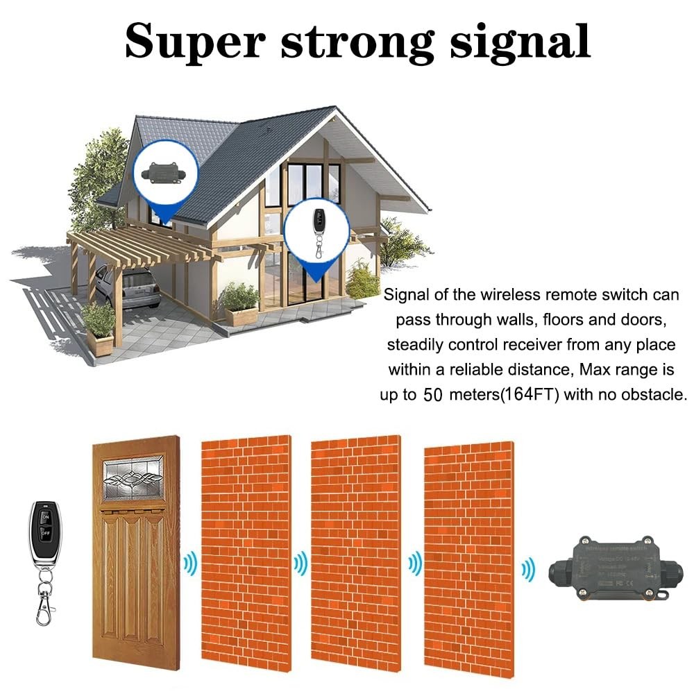 DC12V Waterproof Remote Control Switch,DC12V/24V/48V/20A Wireless Remote Swi...