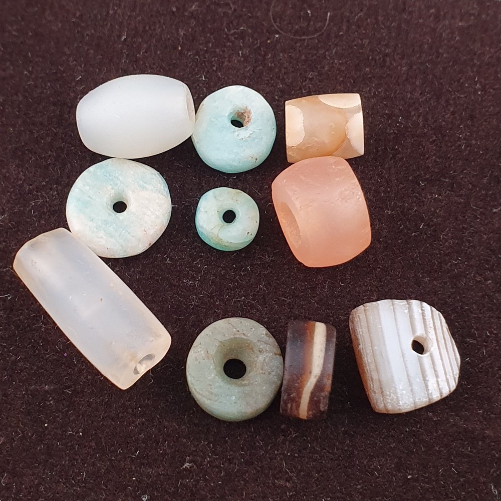 Ancient Mixed Suliemani Agate and Amazonite Natural Pattern Beads Lot