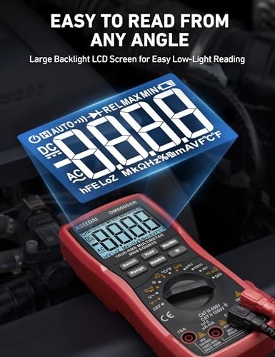 Digital Multimeter TRMS 6000 Counts Volt Meter Ohmmeter Auto-Ranging Black