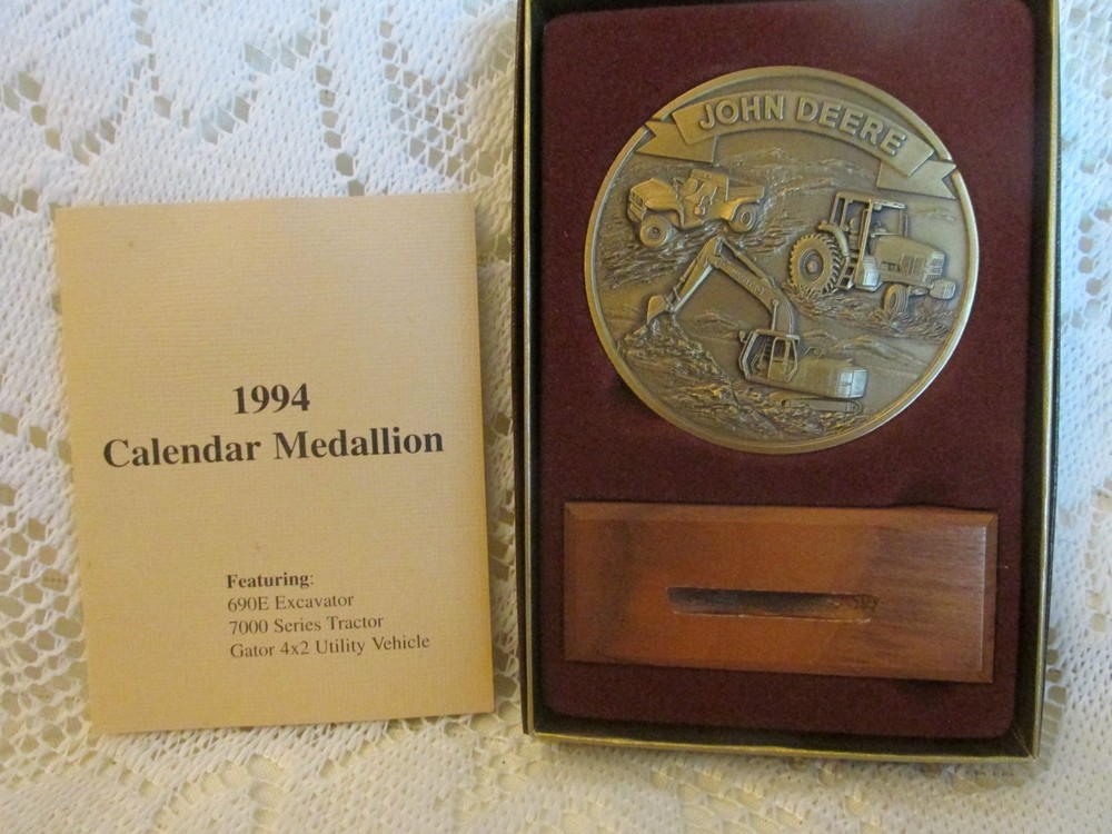 1994 John Deere Calendar Medallion Featuring Excavator