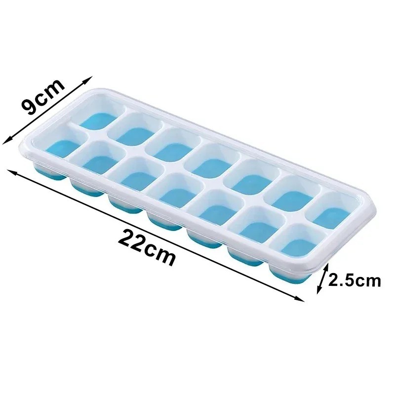 Ice Cube Tray, 4 Pack Silicone Ice Tray, 14 Ice Cube Molds with Lids, Stackable