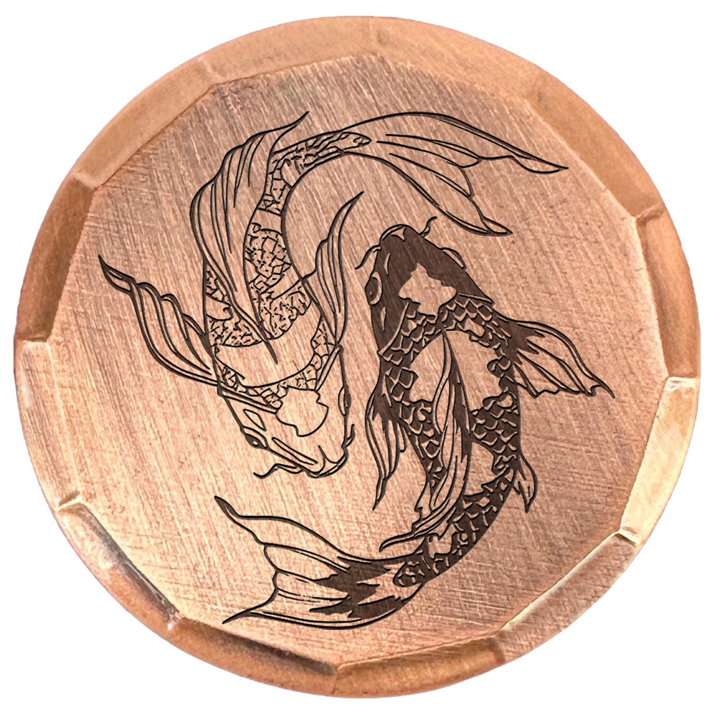 Koi Fish Embossed Copper Golf Ball Marker by Sunfish